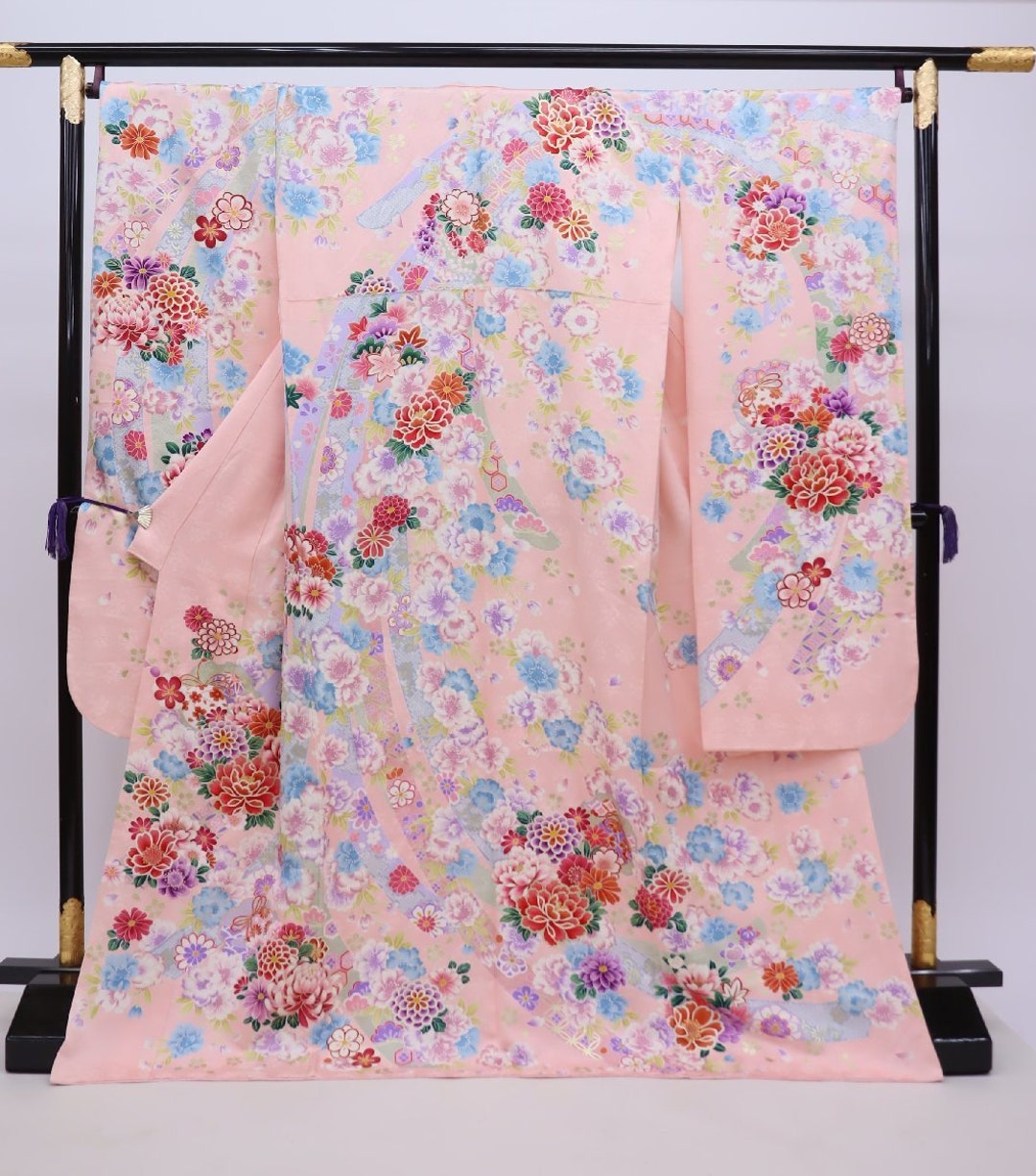 Furisode Kimono Pink, Silk Furisode, 1X Plus Size Kimono, Wedding
