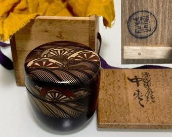 Natsume antico, custodia del negozio di tè, Natsume in legno laccato, cerimonia del tè, Natsume giapponese, custodia da tè, scatola da tè, scatola Natsume, regalo giapponese,