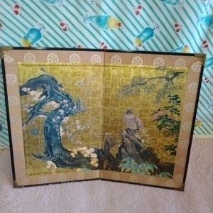 Small Japanese Byobu panel folding screen