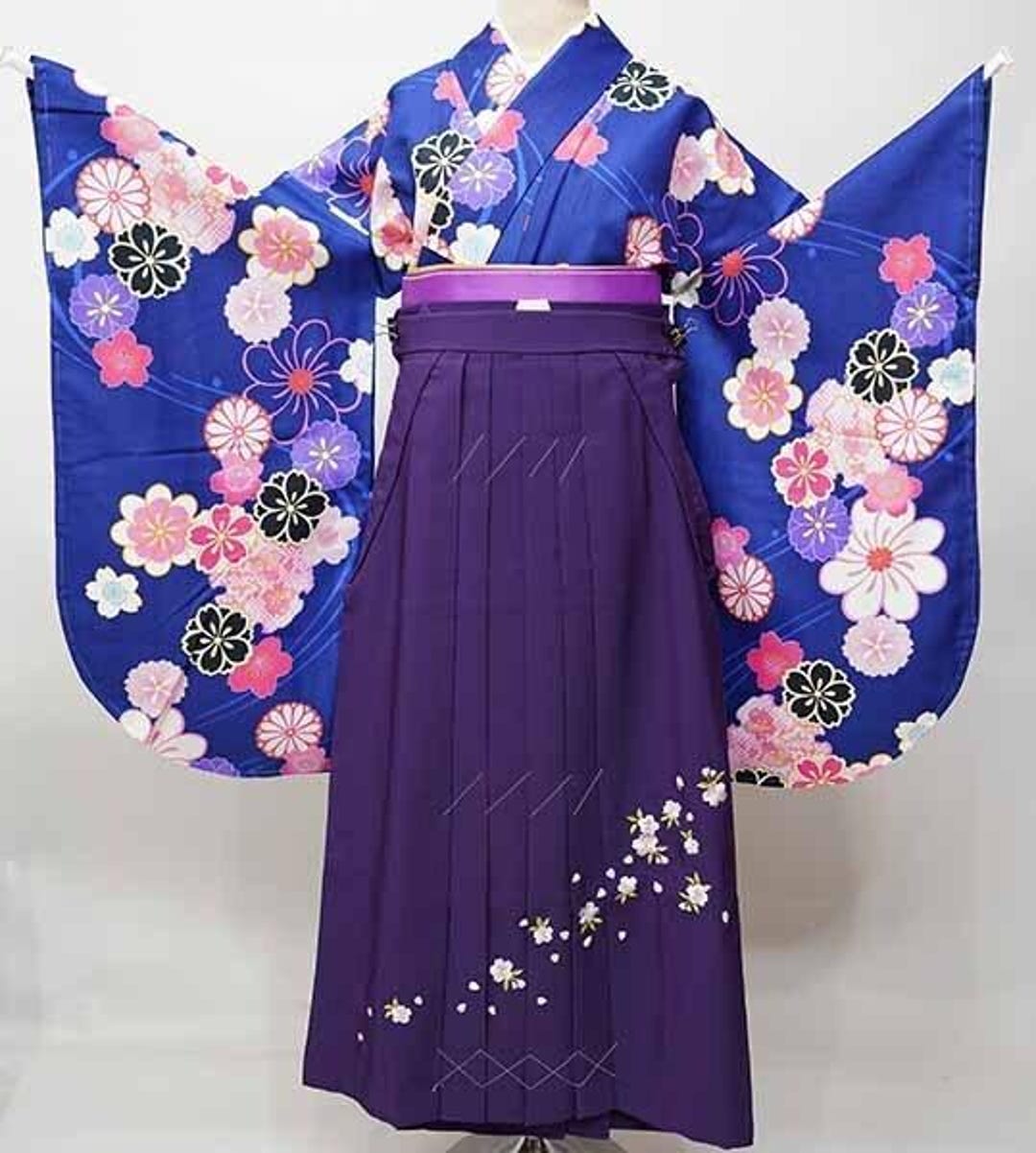 【リメイク】kimono暖簾 紫　purple Furisode Kimono & Hakama , Jyuban, Furisode Blue, Womens Kimono