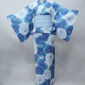 Blue Yukata Cotton kimono Japanese Robe, Yukata from Japan, Cotton House Robe,