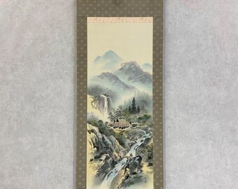 掛軸画 - 日本の禅仏教だるま掛け軸、永井暁月銘、箱付き - Etsy 日本