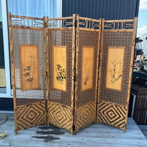Japanese antique Byobu panel folding screen