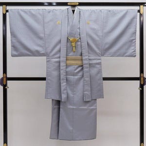 Mens Kimono Set, Gray Kimono Set, Mens Kimono ensemble, Mens Kimono & Jacket, Samurai Kimono, Japanese dress mens, Japanese robe mens