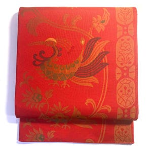 Obi Belt Kimono, Red Obi, Silk Obi Belt, Vintage Obi, Japanese Fabric, Red Obi Silk, Fukuro Obi, Red Obi Sash, Zen
