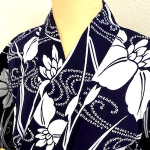 Blue Yukata Cotton kimono Japanese Robe, Yukata from Japan, Cotton House Robe,
