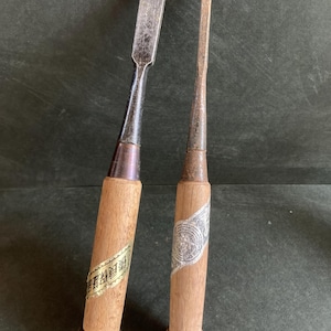 Vintage Japanese woodworking Chisel set of 2 Nomi sculpture craft carving tool