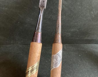 Juego de 2 cinceles japoneses vintage para carpintería, herramienta para tallar esculturas Nomi