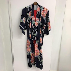 Blue Yukata Cotton kimono Japanese Robe, Yukata from Japan, Cotton House Robe,