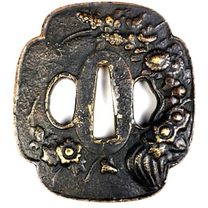 TSUBA, samurai sword, sword guard, Wave, koshirae, katana, wakizashi, Japanese katana, Japanese Tsuba, Japanese paperweight,