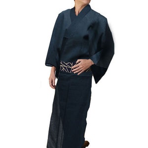 Black Mens Yukata Cotton kimono Authentic Japanese Robe, Yukata from Japan, Cotton House Robe,