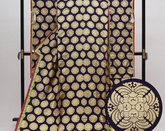 Vintage Japanese Uchikake Kimono, Black Gold Wedding Robe
