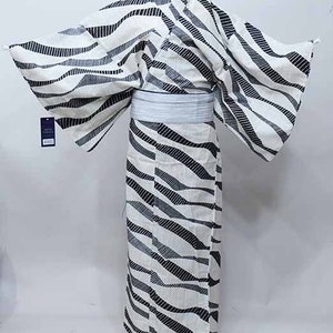 White Black Mens Yukata Cotton kimono Authentic Japanese Robe, Yukata from Japan, Cotton House Robe,