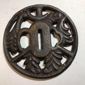 TSUBA, samurai sword, sword guard, Wave, koshirae, katana, wakizashi, Japanese katana, Japanese Tsuba, Japanese paperweight,