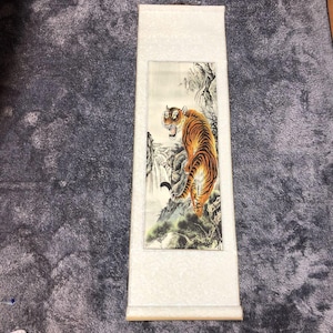 KAKEJIKU, hanging scroll, printed art, japanese zen art, tiger Art, Buddhist art, Zen Art, tiger Painting, Japanese art, Asian Art,