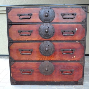 Japanese Chest, antique chest, Japanese Tansu, Dansu, Handmade Storage, Vintage Safe Box, Wood chest, Handmade Tansu, Japanese Safe Box,
