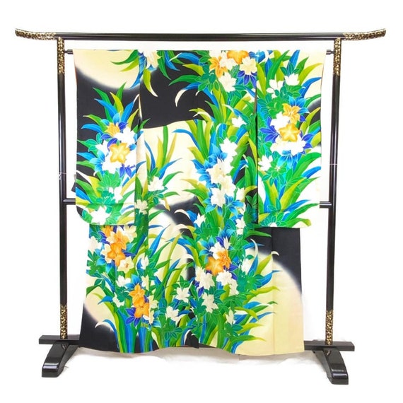 Furisode Kimono Green, Silk Furisode, Wedding Kimo