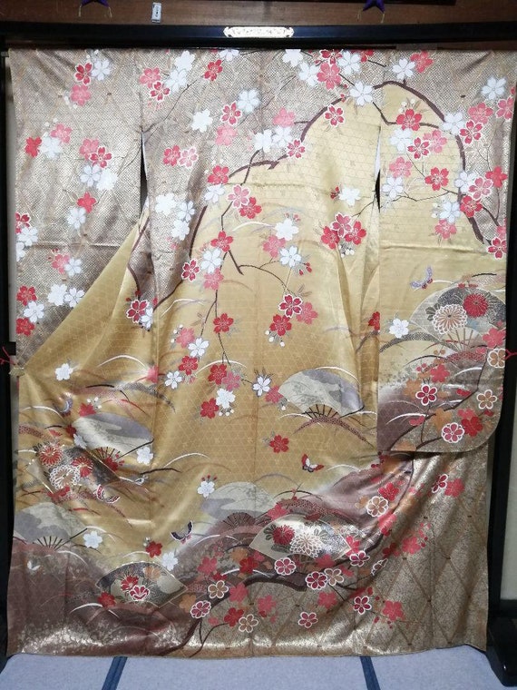 Furisode Kimono Green, Silk Furisode, Wedding Kimo