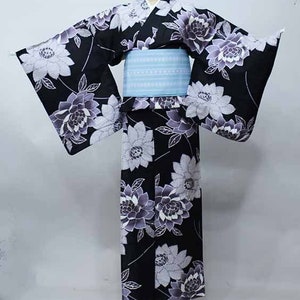 Blue Yukata Cotton kimono Japanese Robe, Yukata from Japan, Cotton House Robe,