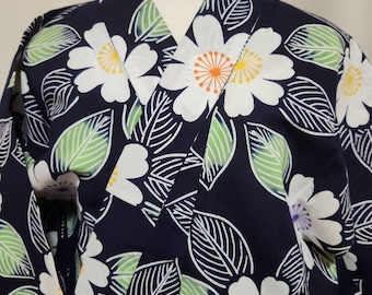 Blue Yukata Cotton kimono Authentic Japanese Robe, Yukata from Japan, Cotton House Robe,