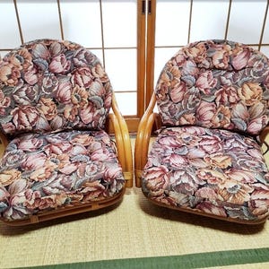 Japanese vintage rattan wicker chair set of 2
