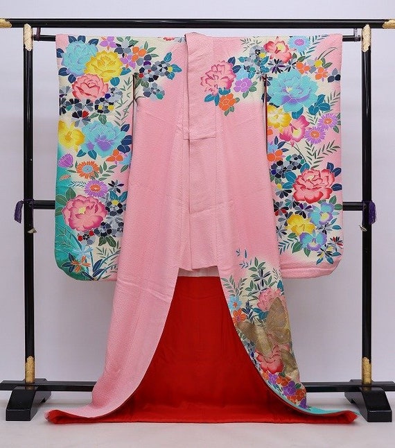 Furisode Kimono, Silk Furisode, Floral Kimono, We… - image 6