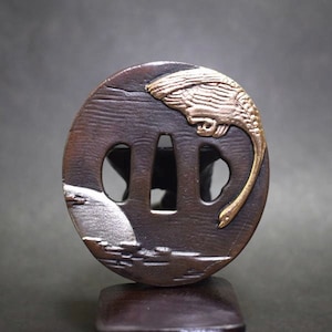 TSUBA, samurai sword, sword guard, Wave, koshirae, katana, wakizashi, Japanese katana, Japanese Tsuba, Japanese paperweight,