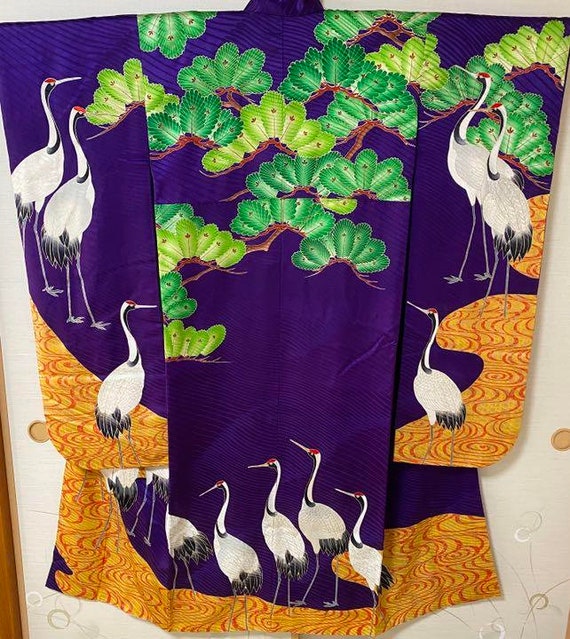 Furisode Kimono Purplen, Silk Furisode, Wedding Ki