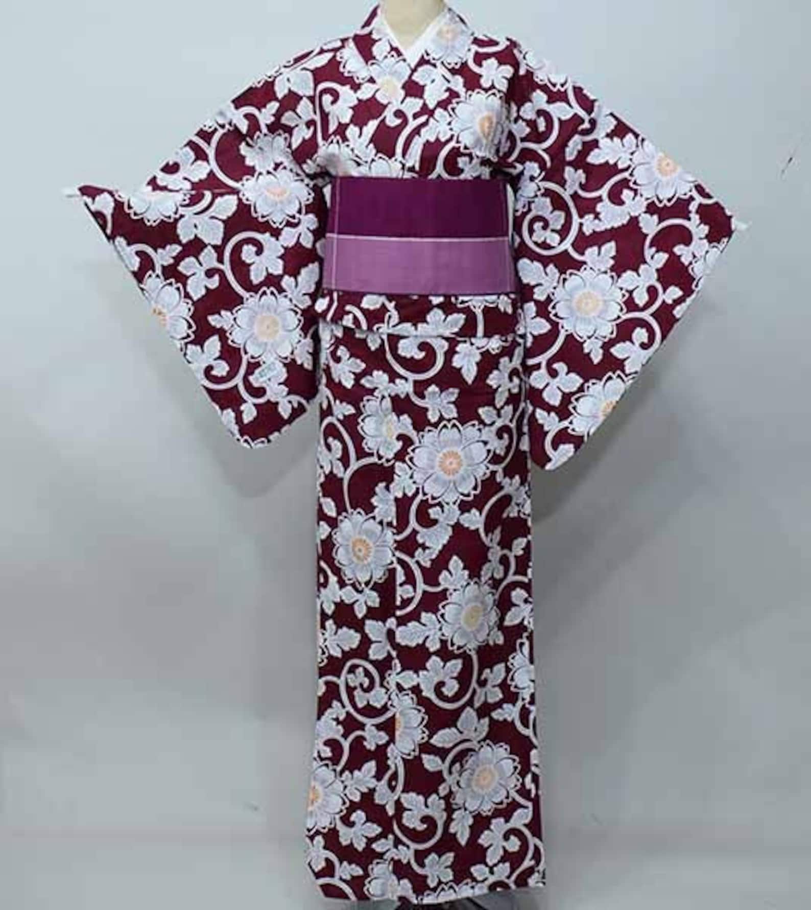Japan Purple Robe Purple Yukata Cotton Kimono Japanese Robe, Yukata From Japan, Cotton ...