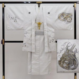 Mens Kimono Set, White Kimono Set, Mens Kimono ensemble, Mens Kimono & Jacket, Samurai Kimono, Japanese dress mens, Japanese robe mens