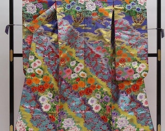 Japanese Wedding Uchikake Kimono Robe Dress Purple