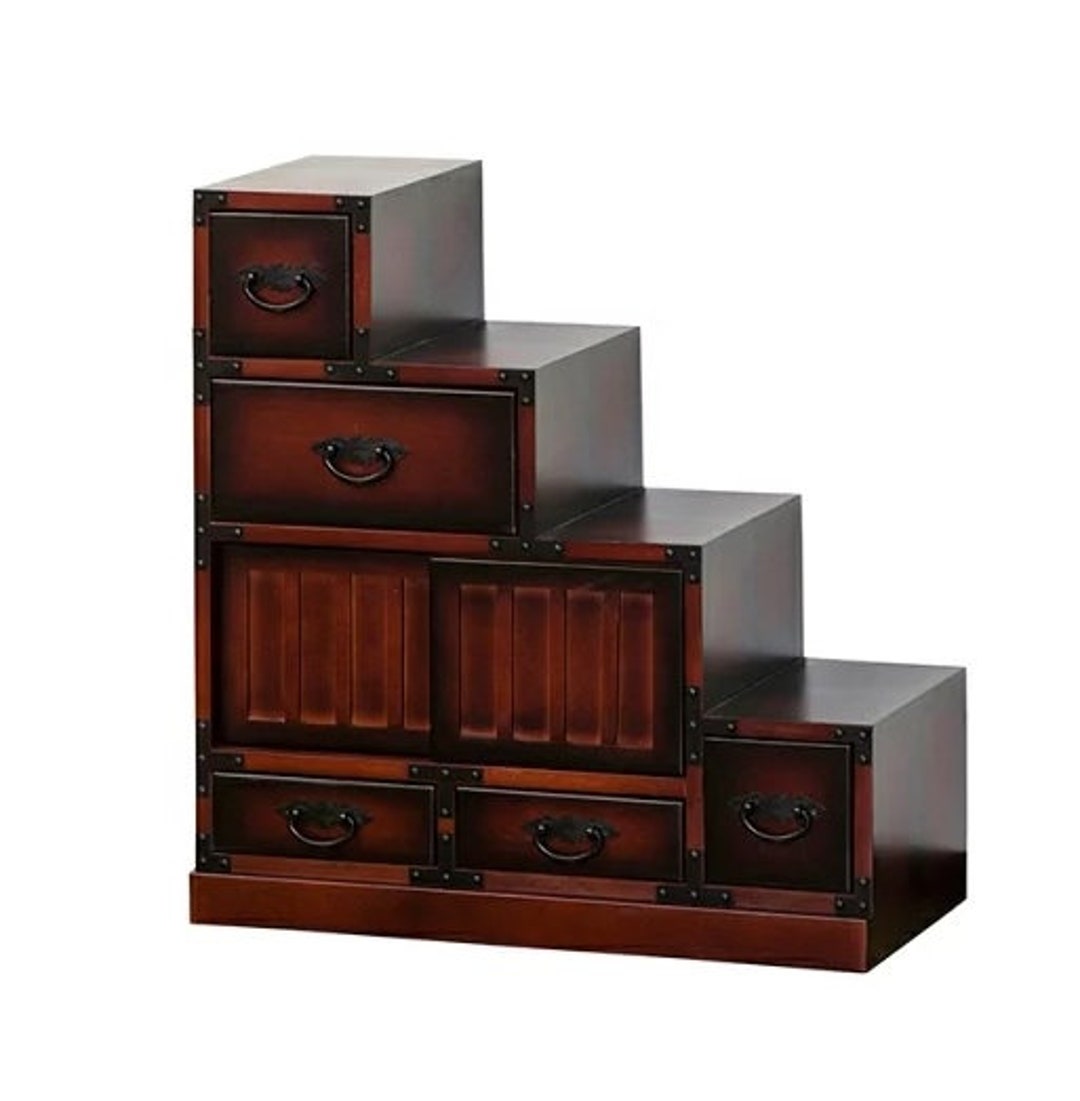 Japanese Staircase Chest Stair Way Shelf Tansu Kaidan Etsy