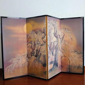 Japanese Antique panel folding screen Byobu stand