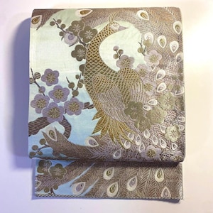 Obi Belt Kimono, Silver Obi, Silk Obi Belt, Vintage Obi, Japanese Fabric, Silver Obi Silk, Fukuro Obi, Silver Obi Sash, Zen