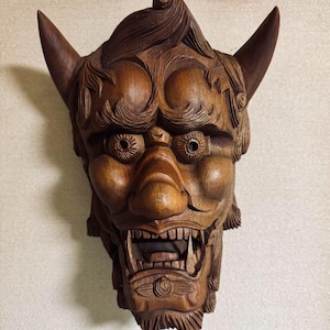 Japanese mask, Antique mask, Noh mask, Kagura mask, Hannya mask, Oni mask, Authentic mask, Handmade mask, Japanese kagura, Noh japan,