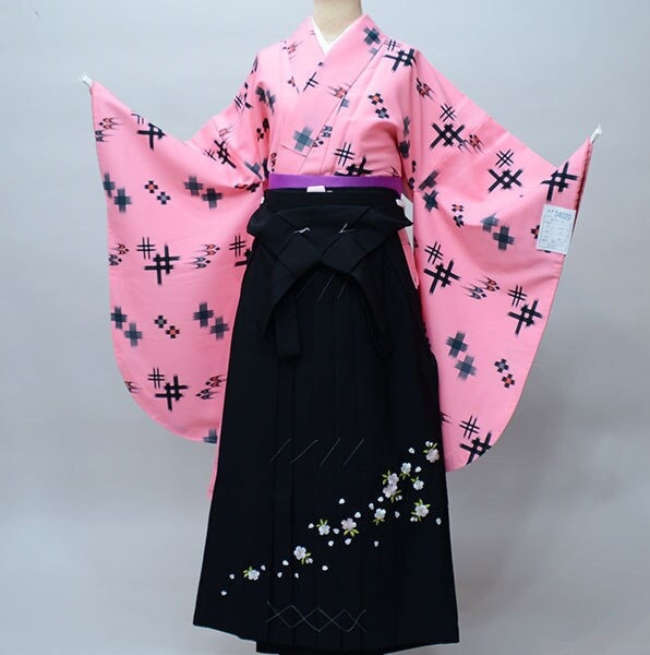 Furisode Kimono & Hakama , Obi Belt, Pink Furisode Kimono
