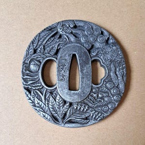 TSUBA, samurai sword, sword guard, Wave, koshirae, katana, wakizashi, Japanese katana, Japanese Tsuba, Japanese paperweight,