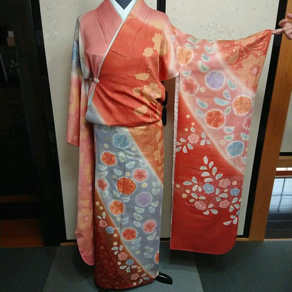 Furisode Kimono Green, Silk Furisode, Wedding Kimo