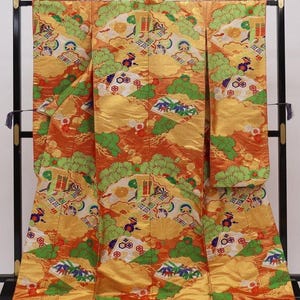 Uchikake Kimono, Hochzeit Kimono, japanische Kimono Robe, japanische Uchikake Kimono, Kimono Gold, Uchikake Gold, Gold Kimono Robe,