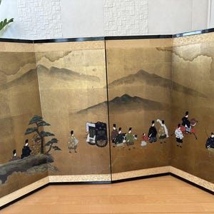 Japanese vintage Byobu panel folding screen