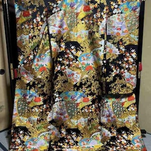 Uchikake Kimono, Wedding Kimono, Japanese Kimono Robe, Japanese Uchikake Kimono, Kimono Gold, Uchikake Gold, Gold Kimono Robe,
