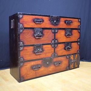 Japanese Chest, antique chest, Japanese Tansu, Dansu, Handmade Storage, Vintage Safe Box, Wood chest, Handmade Tansu, Japanese Safe Box,
