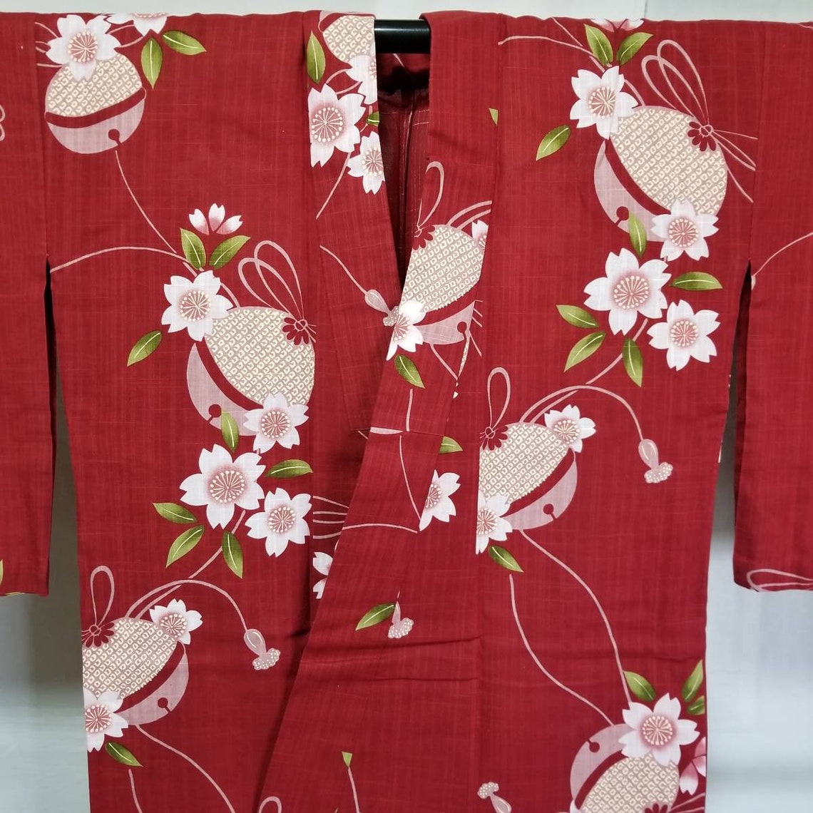 Red Yukata Floral Yukata Cotton Kimono robe Japanese cotton Etsy