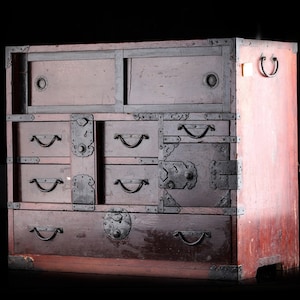 Japanese Chest, antique chest, Japanese Tansu, Dansu, Handmade Storage, Vintage Safe Box, Wood chest, Handmade Tansu, Japanese Safe Box,