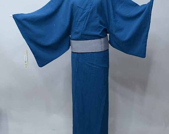 Niebieskie męskie kimono Yukata z bawełny Oryginalny japoński szlafrok, Yukata z Japonii, szlafrok bawełniany,