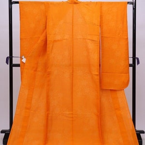 Furisode Kimono, Silk Furisode, Wedding Kimono Floral, Japanese Dress Long, Long Kimono Sleeves, Orange Kimono Robe, Vintage Kimono