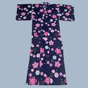 Blue Yukata Cotton kimono Japanese Robe, Yukata from Japan, Cotton House Robe,
