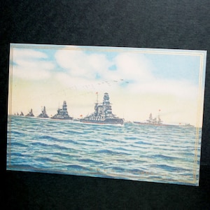 WW2 acorazado 1936 Japón antiguo antes de la guerra imagen postal militar arte conmemorativo,
