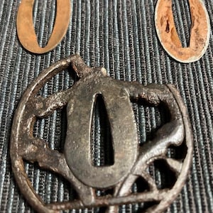 TSUBA, samurai sword, sword guard, Wave, koshirae, katana, wakizashi, Japanese katana, Japanese Tsuba, Japanese paperweight,