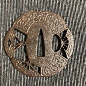 TSUBA, samurai sword, sword guard, Sukashi, koshirae, katana, wakizashi, Japanese katana, Japanese Tsuba, Japanese paperweight,